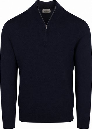 Profuomo Halvveis Glidelås Pullover Merinoull Marineblå
