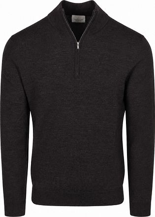 Profuomo Halvveis Glidelås Pullover Merinoull Mørkebrun