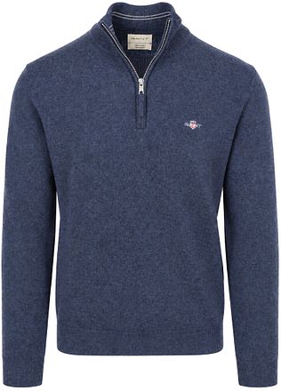 Gant Halfzip Lamswol Trui Donkerblauw