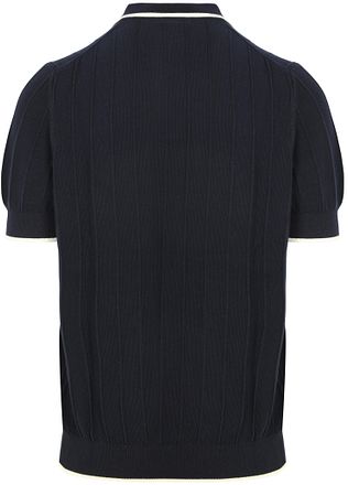 Lyle and Scott Poloshirt Knitted Tipped Dark Navy