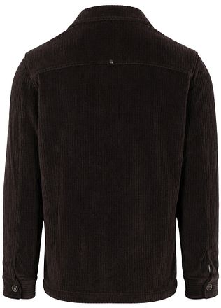 No Excess Overshirt Full Button Rib Sweat Brown