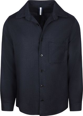 Profuomo Overskjorte Ull Mouliné Marineblå