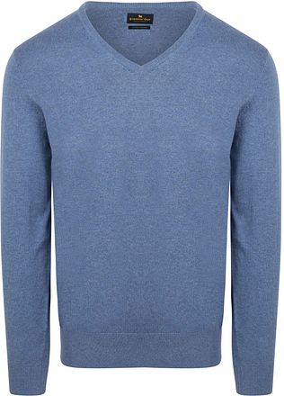 Steppin' Out Pull Coton Cachemire Col V Bleu Indigo