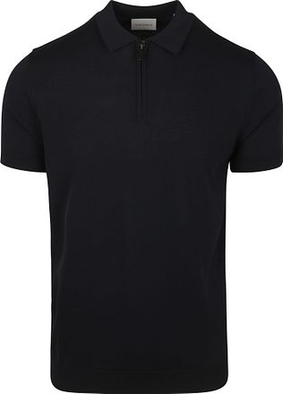 Suitable Knitted Half Zip Polo Navy