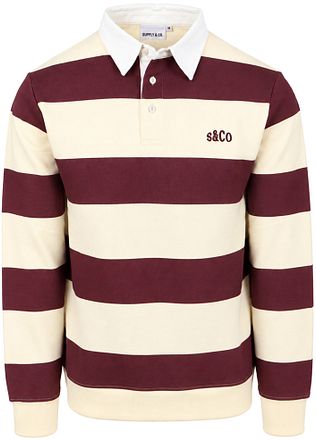 Supply & Co Polo Longsleeve Stribe Bordeaux