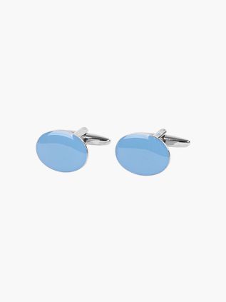 Cufflinks Light Blue Oval NR100
