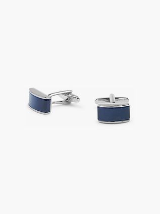 Boutons de Manchette Rectangle Bleu Carré