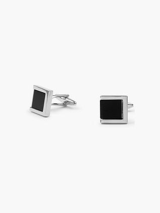Cufflinks Square Silver Black