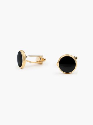 Cufflinks Round Gold Black