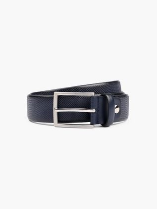 Suitable Ceinture Structure En Cuir Bleu Marine