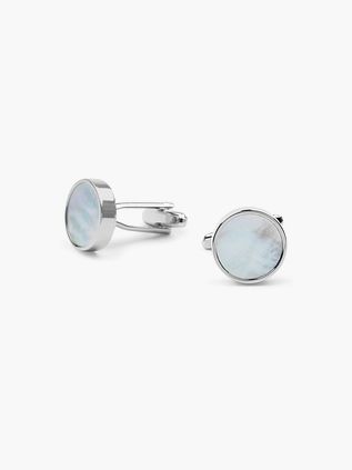 Gemelli Studs rotondi argento e bianco
