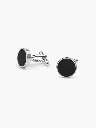 Gemelli Studs rotondi argento nero