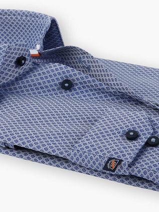 Suitable Hemd Kobalt Print 61-07