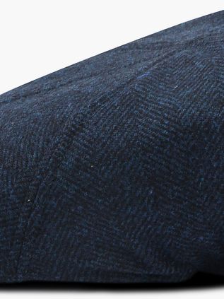 Suitable Flat Cap Wool Herringbone Navy