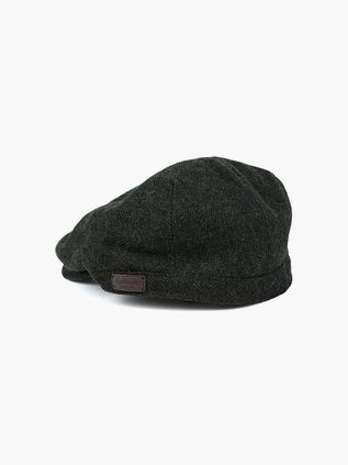 Barbour Barlow Flat Cap Herringbone Dark Green