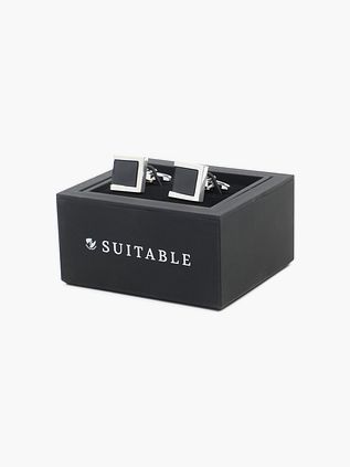Cufflinks Square Silver Black