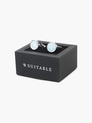 Manschetknop Cirkel Blå Sølv