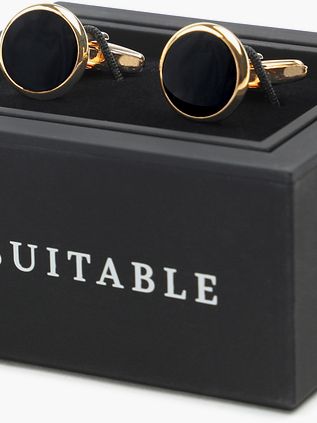 Manschettenknöpfe Rund Gold Schwarz