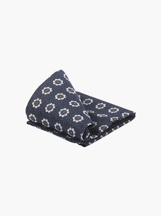 Suitable Pochette de Costume Soie Fleurs Marine