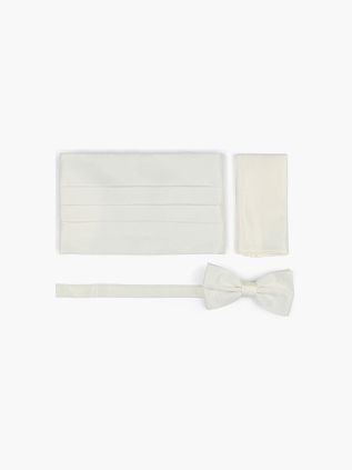 Zestaw Suitable: pas smokingowy i poszetka Strik w kolorze off white