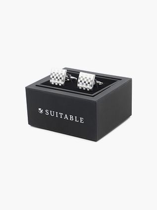 Cufflinks Square Checkered Silver