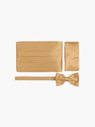 Suitable set fascia da smoking, papillon e pochette oro