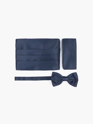 Zestaw Suitable: pas smokingowy Cummerbund + poszetka, granatowy