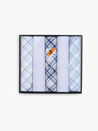 Suitable Mouchoirs Lot de 5 Bleu A Carreaux