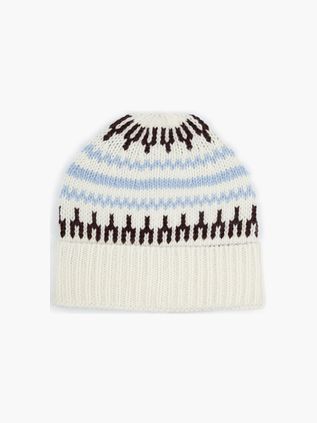 KnowledgeCotton Apparel Beanie Wool Print Off white