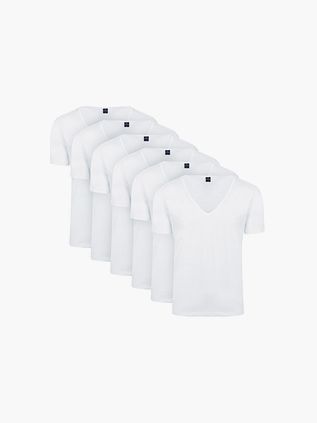 Suitable Vitaru T-shirt Dyb V-hals Hvid 6-pak