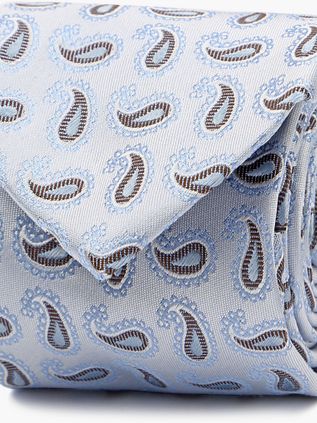Suitable Cravate Soie Bleu Clair Paisley