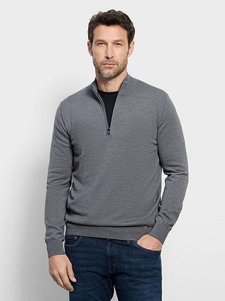 Olymp Half Zip Sweater Wool Grey
