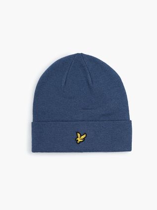 Czapka Lyle & Scott z domieszką wełny, niebieska