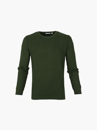 KnowledgeCotton Apparel Trøje Med Bølger Mørkegrøn