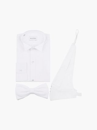 Hvidt sæt Skjorte + Vest + Butterfly i Moldau-bomuld