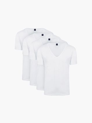 Suitable T-shirt biały z głębokim dekoltem V Vitaru Stretch 4-pack