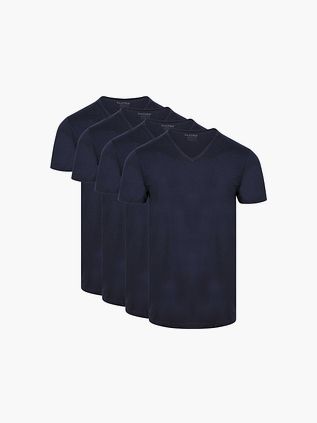 Slater 4-pakke Basic Fit T-skjorte V-hals Marineblå