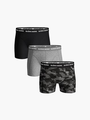 Bjorn Borg Cotton Stretch Boxers 3Pack Sort Grå