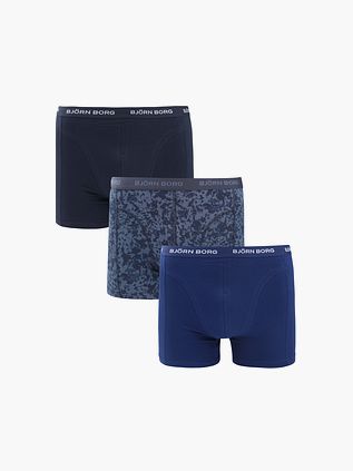 Björn Borg Bomuldsstrækbokser 3-pakning Mørkeblå
