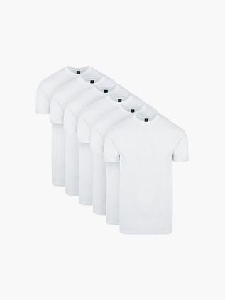Suitable Obra T-Shirt z wysokim, okrągłym dekoltem Biały 6-pack