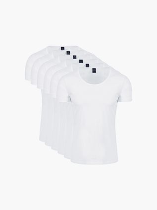 Suitable Otaru T-shirt med Bred Rund Hals 6-pak, hvid