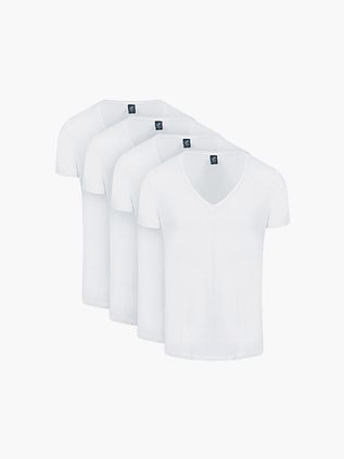 Suitable Vibamboru T-shirt Dyb V-udskæring Hvid 4-pakke