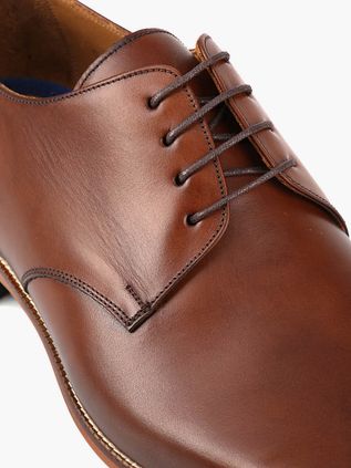 Skórzane męskie buty Suitable w kolorze ciemnego koniaku
