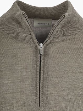 Profuomo Pullover Half Zip Laine Merino Vert