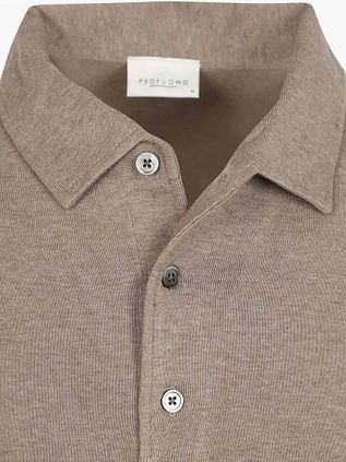 Profuomo Longsleeve Polo Shirt Luxury Basic Taupe