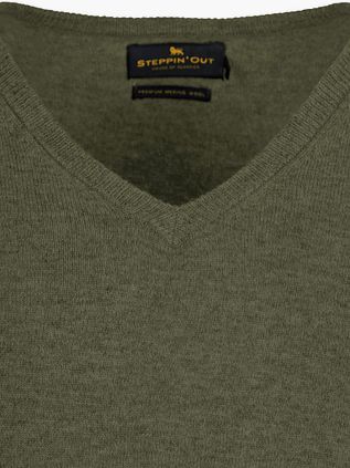 Steppin' Out Pullover V-Neck Merino Wool Olive Green