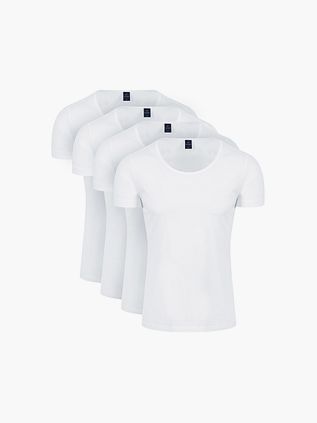 Suitable Otaru T-shirt med Bred Rund Hals Hvid 4-Pak