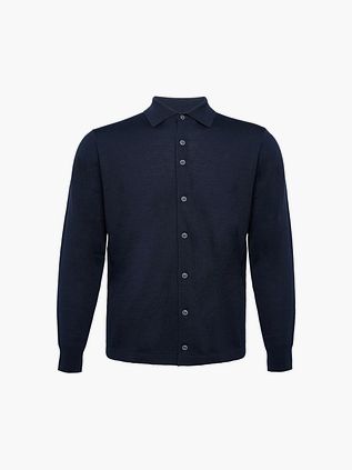 Dzianinowa koszula Pull Shirt R2 Amsterdam z wełny merino, granatowa
