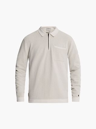 Cast Iron Longsleeve Half-Zip Polo Chenille White Down