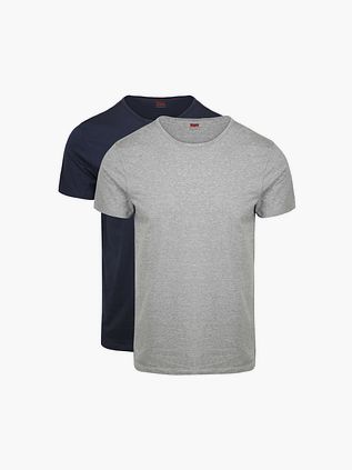 Levi's T-shirt Solid Crew Marine Gris Lot de 2